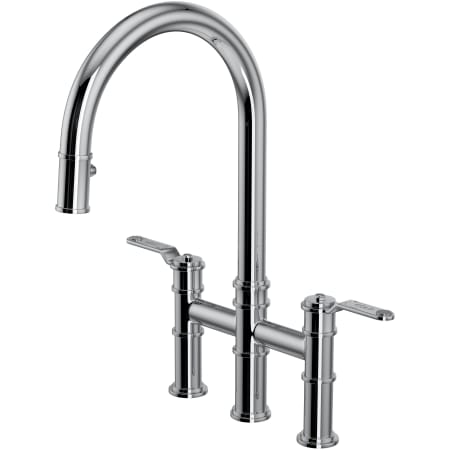 Perrin and Rowe Armstrong 1.8 GPM Widespread Bridge Pull Down Kitchen Faucet Polished Chrome