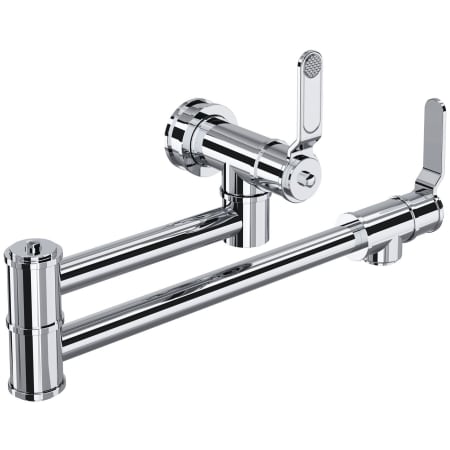 Perrin and Rowe Armstrong 1.8 GPM Wall Mounted Single Hole Pot Filler with Brass Handles Polished Chrome