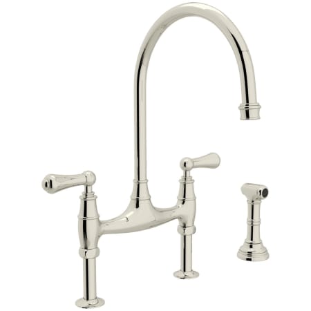 Perrin and Rowe Georgian Era 1.5 GPM Widespread Bridge Kitchen Faucet - Includes Side Spray Polished Nickel
