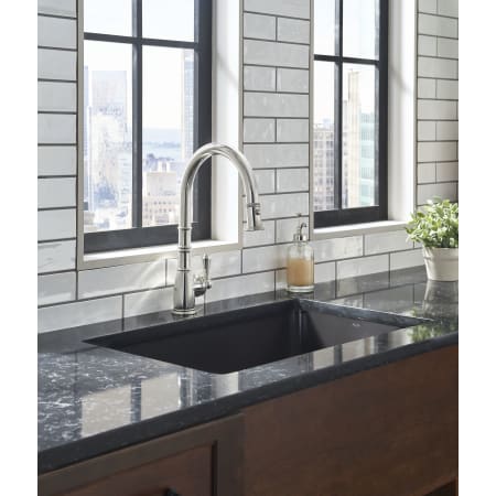 Robinet De Cuisine Extractible Perrin & Rowe - Finition English Bronze - Débit 1.75 GPM - Style Géorgien