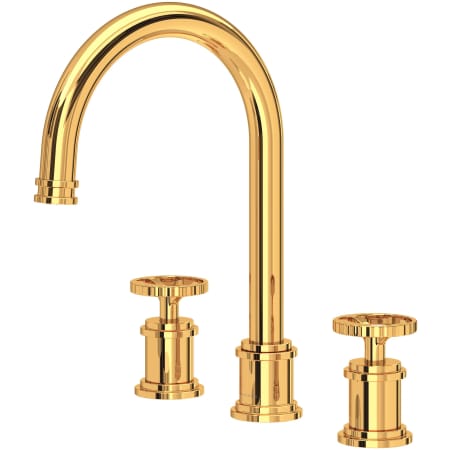 Perrin and Rowe Armstrong 1.2 GPM Widespread Bathroom Faucet With C-Spout English Gold
