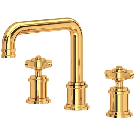 Perrin and Rowe Armstrong 1.2 GPM Widespread Bathroom Faucet With U-Spout English Gold