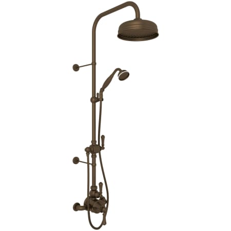 Perrin and Rowe Georgian Era Exposed Thermostatic Shower System with Shower Head, Hand Shower, Slide Bar, Shower Arm, Hose, Valve Trim, and Lever Handles English Bronze