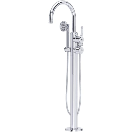 Perrin and Rowe Armstrong Floor Mounted Tub Filler with Built-In Diverter - Includes Hand Shower Polished Chrome