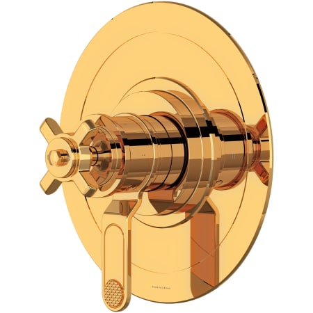 Perrin and Rowe Armstrong Two Independent Function Thermostatic Valve Trim Only with Single Cross Handle and Integrated Diverter - Less Rough In English Gold