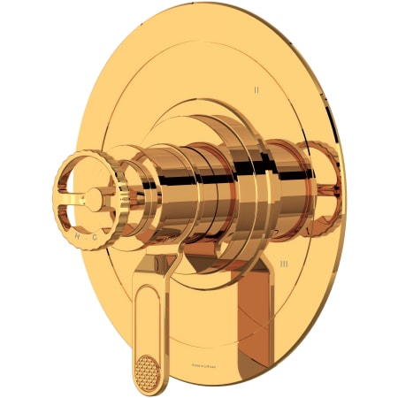 Perrin and Rowe Armstrong Three Independent Function Thermostatic Valve Trim Only with Single Wheel Handle and Integrated Diverter - Less Rough In English Gold