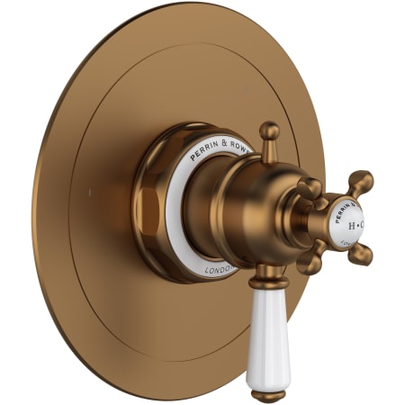 Perrin and Rowe Edwardian Three Independent Function Thermostatic Valve Trim Only with Single Lever Handle and Integrated Diverter - Less Rough In English Bronze