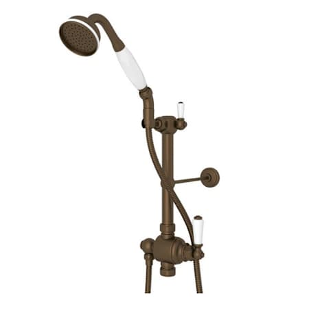 Perrin and Rowe Edwardian 1.8 GPM Single Function Hand Shower Package - Includes Slide Bar and Hose English Bronze