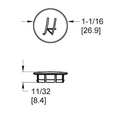 Pfister 01 / 03 / 13 / 15 Series Hot Acrylic Verve Button N/A