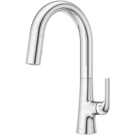 Pfister Beringer 1.8 GPM Single Hole Pull Down Kitchen Faucet - Includes MagnePfit Sprayhead Docking, Spot Defense Finish and Escutcheon Polished Chrome