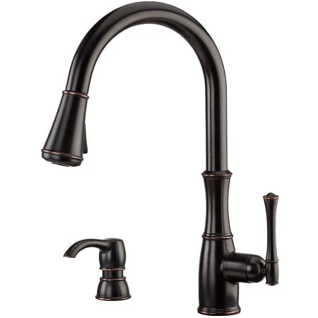 Pfister Wheaton 1.8 GPM Single Hole Pull Down Kitchen Faucet - Includes Soap Dispenser and Escutcheon Tuscan Bronze