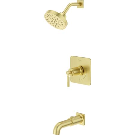 Pfister Hillstone Pressure Balance Tub/Shower with Round Multi-Function Showerhead, 9" Shower Arm & Flange Brushed Gold