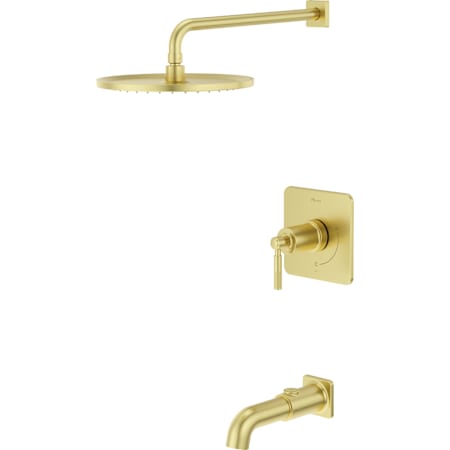 Pfister Hillstone Pressure Balance Tub/Shower with 10" Rainhead, 18" Straight Shower Arm & Flange Brushed Gold