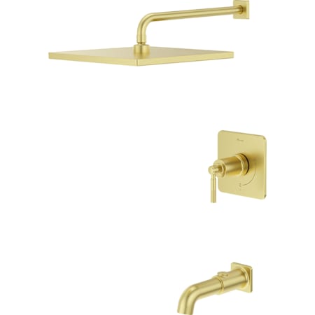 Pfister Hillstone Pressure Balance Tub/Shower with 10" Rainhead, 18" Straight Shower Arm and Flange Brushed Gold