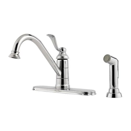 Pfister Portland 1.8 GPM Single Hole Kitchen Faucet - Includes Side Spray and Escutcheon Polished Chrome