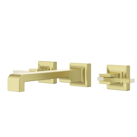 Pfister Verve 1.2 GPM Wall Mounted Widespread Bathroom Faucet with UltraSeal Technology - Less Rough In and Handles Brushed Gold