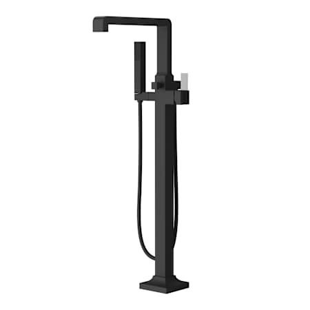 Pfister Verve Floor Mounted Tub Filler with Built-In Diverter and Hand Shower - Less Rough In and Handle Matte Black