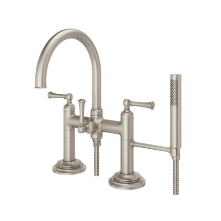 Pfister Tisbury Deck Mounted Roman Tub Filler with Built-In Diverter - Includes Hand Shower Brushed Nickel