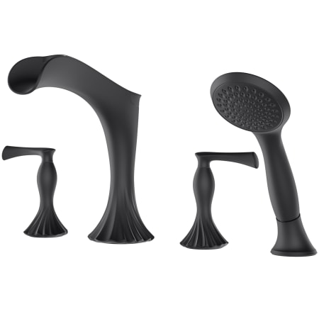 Pfister Rhen Deck Mounted Roman Tub Filler - Includes Hand Shower Matte Black