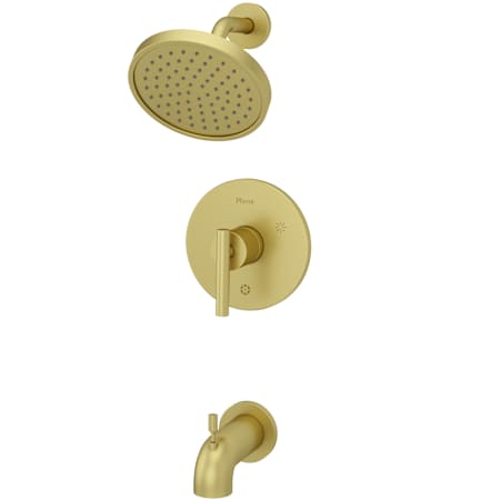 Pfister Contempra Single Handle Tub and Shower Trim Package with Single Function Rain Shower Head Brushed Gold