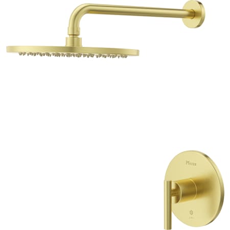 Pfister Contempra Pressure Balance Shower Trim with 10" Rainhead, 18" Straight Shower Arm & Flange Brushed Gold