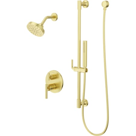 Pfister Contempra Stacked Shower Trim, Round Multi-Function Showerhead with 9" Shower Arm & Flange & Hand Shower Wand on Slidebar Kit Brushed Gold