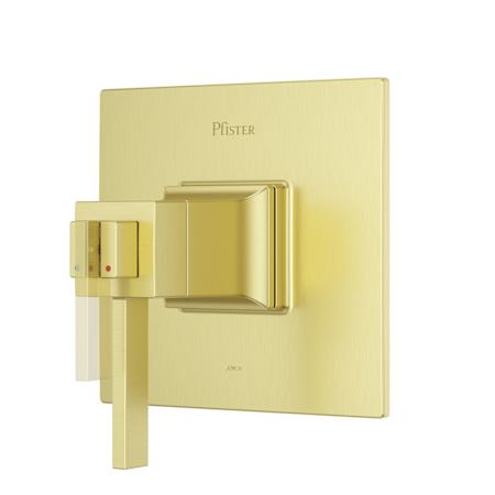 Pfister Verve Thermostatic Valve Trim Only with Volume Control - Less Rough In and Handles Brushed Gold