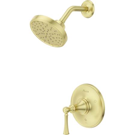 Pfister Tisbury Pressure Balance Shower Trim with Multifunction Showerhead, 9" Shower Arm & Flange Brushed Gold