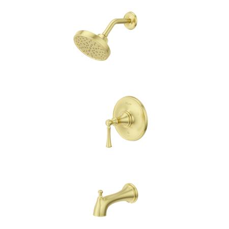 Pfister Tisbury Pressure Balance Tub/Shower Trim with Multifunction Showerhead, 9" Shower Arm & Flange Brushed Gold