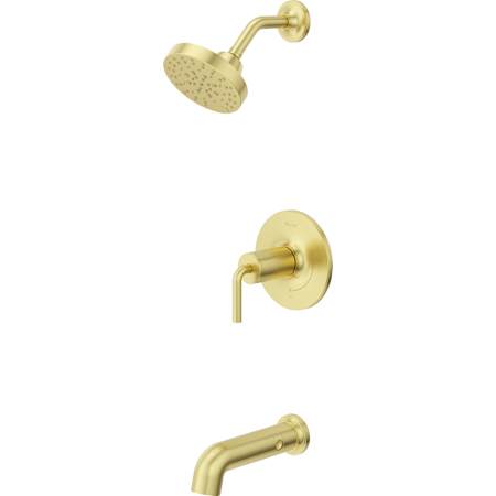 Pfister Tenet Pressure Balance Tub/Shower Trim with Round Multi-Funtion Showerhead, 9" Shower Arm & Flange Brushed Gold