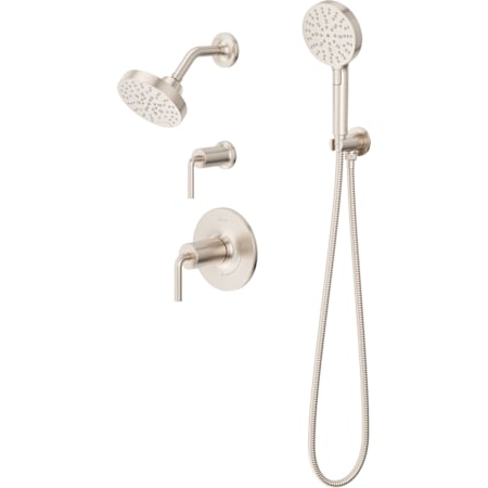 Pfister Tenet Pressure Balance Shower & Diverter Trim with Round Multi-Function Showerhead, 9" Shower Arm and Flange Brushed Nickel