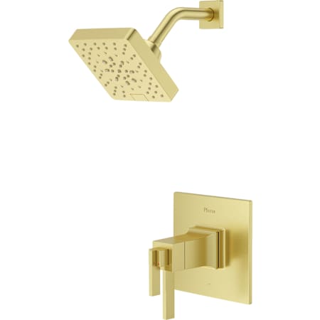 Pfister Verve Therm Shower with Square Multi-Function Showerhead, 9" Shower Arm & Flange Brushed Gold