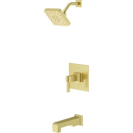 Pfister Verve Pressure Balance Tub & Shower Trim with Square Multi-Function Showerhead, 9" Shower Arm & Flange Brushed Gold