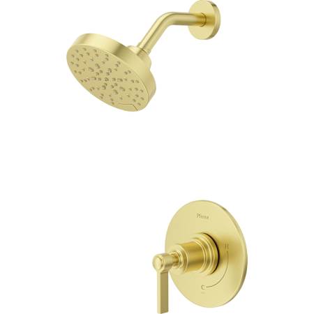 Pfister Winter Park Pressure Balance Shower Trim with Round Multi-Function Showerhead, 9" Shower Arm & Flange Brushed Gold
