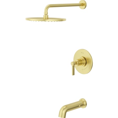 Pfister Winter Park Pressure Balance Tub/Shower Trim, Round 10" Rainhead, 18" Straight Shower Arm & Flange Brushed Gold