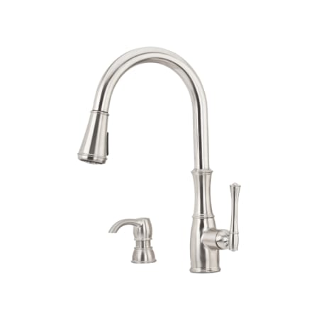 Pfister Wheaton 1.8 GPM Single Hole High Arc Kitchen Faucet - Includes Soap Dispenser and Escutcheon Stainless Steel