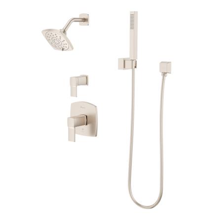 Pfister Deckard Pressure Balanced Shower System with Shower Head, Hand Shower, Shower Arm, Hose, and Valve Trim - Less Rough-In Valve Brushed Nickel