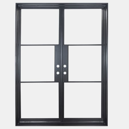 Pinkys Iron Doors Air 4 Double Flat 61" x 96" Left Hand Inswing Door with Low-E Glass, Black Hinges and 6"Jamb Black
