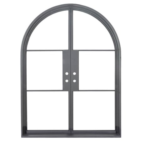 Pinkys Iron Doors Air 4 Double Full Arch 72" x 96" Right Hand Outswing Door with Low-E Glass, Black Hinges and 6"Jamb Black