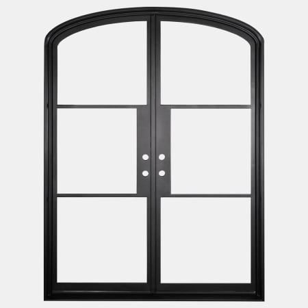 Pinkys Iron Doors Air 4 Double Mini Arch 72" x 96" Right Hand Inswing Door with Low-E Glass, Black Hinges and 6"Jamb Black