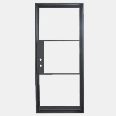 Pinkys Iron Doors Air 4 Thermally Broken Single Flat 38" x 90" Left Hand Outswing Door with Low-E Glass, Black Hinges and 6"Jamb Black