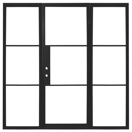 Pinkys Iron Doors Air 4 Thermally Broken Single Flat 61" x 81" Left Hand Outswing Door with 12-1/2" Sidelites, Low-E Glass, Black Hinges and 6"Jamb Black