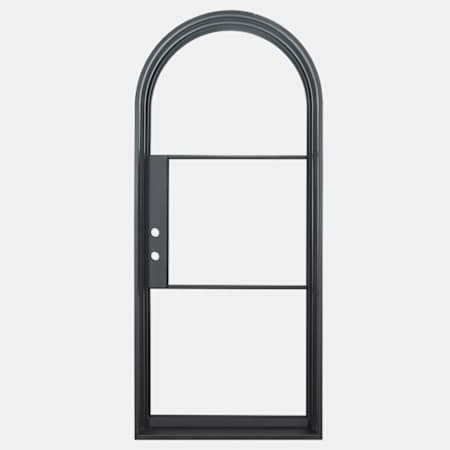 Pinkys Iron Doors Air 4 Thermally Broken Single Full Arch 38" x 96" Left Hand Outswing Door with Low-E Glass, Black Hinges and 6"Jamb Black