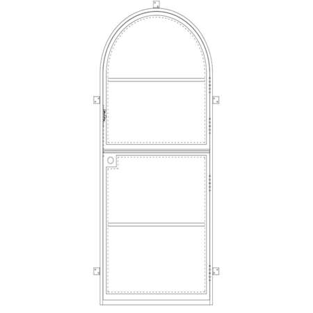 Pinkys Iron Doors Air 4 Dutch Single Full Arch 30" x 96" Right Hand Inswing Door with Low-E Glass, Black Hinges and 6"Jamb Black