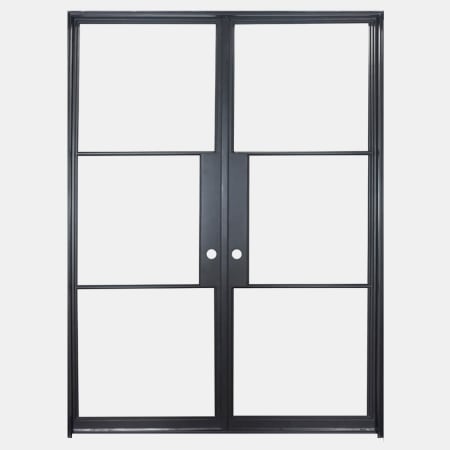 Pinkys Iron Doors Air 4 Interior Double Flat 62" x 92" Right Hand Outswing Door with Clear - Single Pane Glass, Black Hinges and 2" Jamb Black
