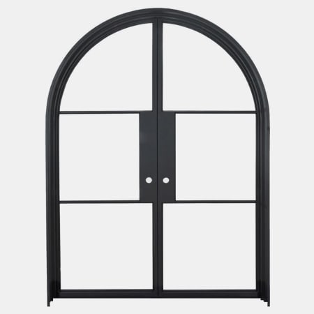 Pinkys Iron Doors Air 4 Interior Double Full Arch 74" x 90" Left Hand Outswing Door with Clear - Single Pane Glass, Black Hinges and 2" Jamb Black