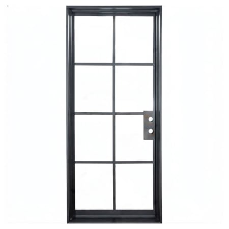 Pinkys Iron Doors Air 5 Single Flat 40" x 92" Right Hand Outswing Door with Low-E Glass, Black Hinges and 6"Jamb Black
