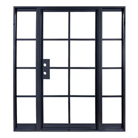 Pinkys Iron Doors Air 5 Thermally Broken Single Flat 61" x 81" Left Hand Inswing Door with 12-1/2" Sidelites, Low-E Glass, Black Hinges and 6"Jamb Black