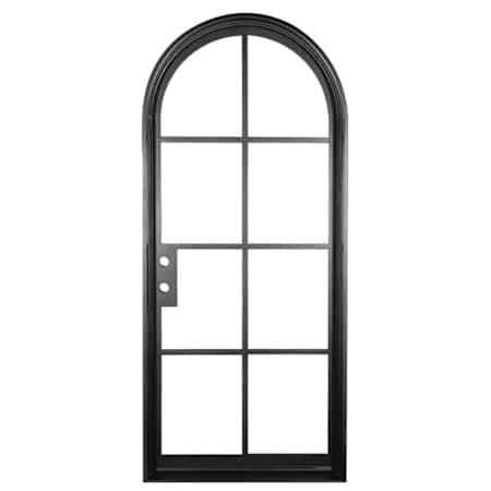 Pinkys Iron Doors Air 5 Thermally Broken Single Full Arch 34" x 92" Left Hand Inswing Door with Low-E Glass, Black Hinges and 6"Jamb Black