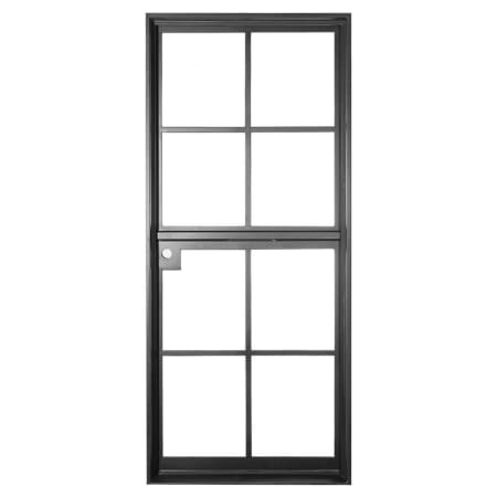 Pinkys Iron Doors Air 5 Dutch Single Flat 42" x 88" Left Hand Outswing Door with Low-E Glass, Black Hinges and 6"Jamb Black